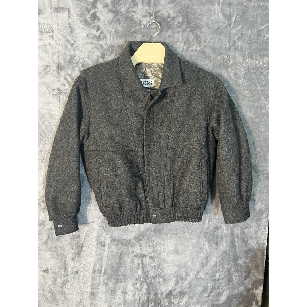 Vintage Dash Wool Bomber Jacket Gray Full Zip Quilted Lined Mens Size 44
